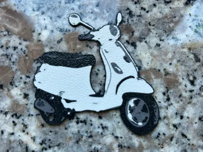 White Vespa Keychain