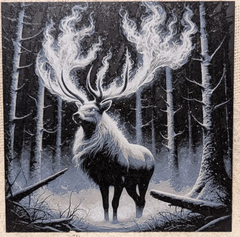 A Stag in snowy woods