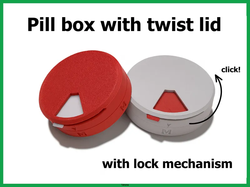 Pill box with twist lid