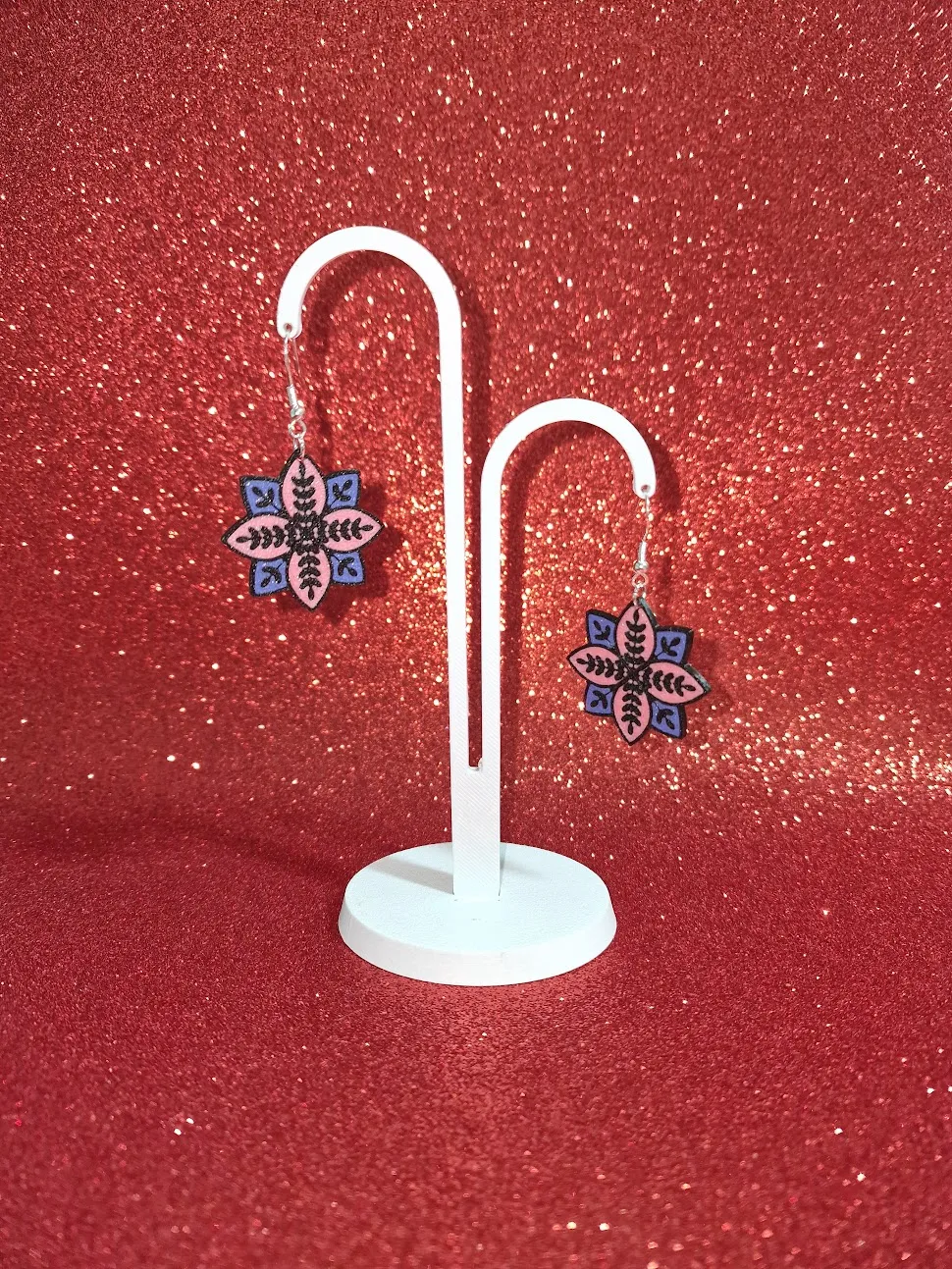 Double flower earrings view 3