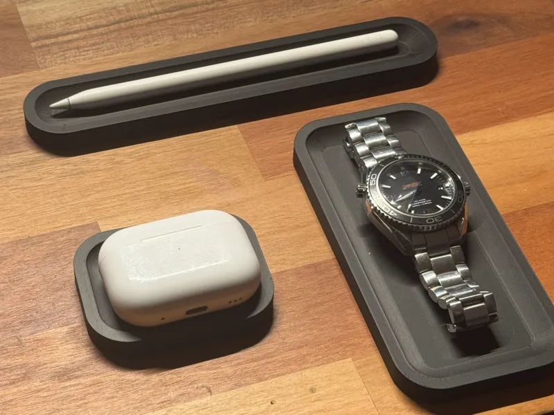 Desk trey set for watch, AirPods and Apple Pencil