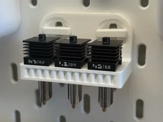Ikea Skadis H2D hotend holder with T-clips
