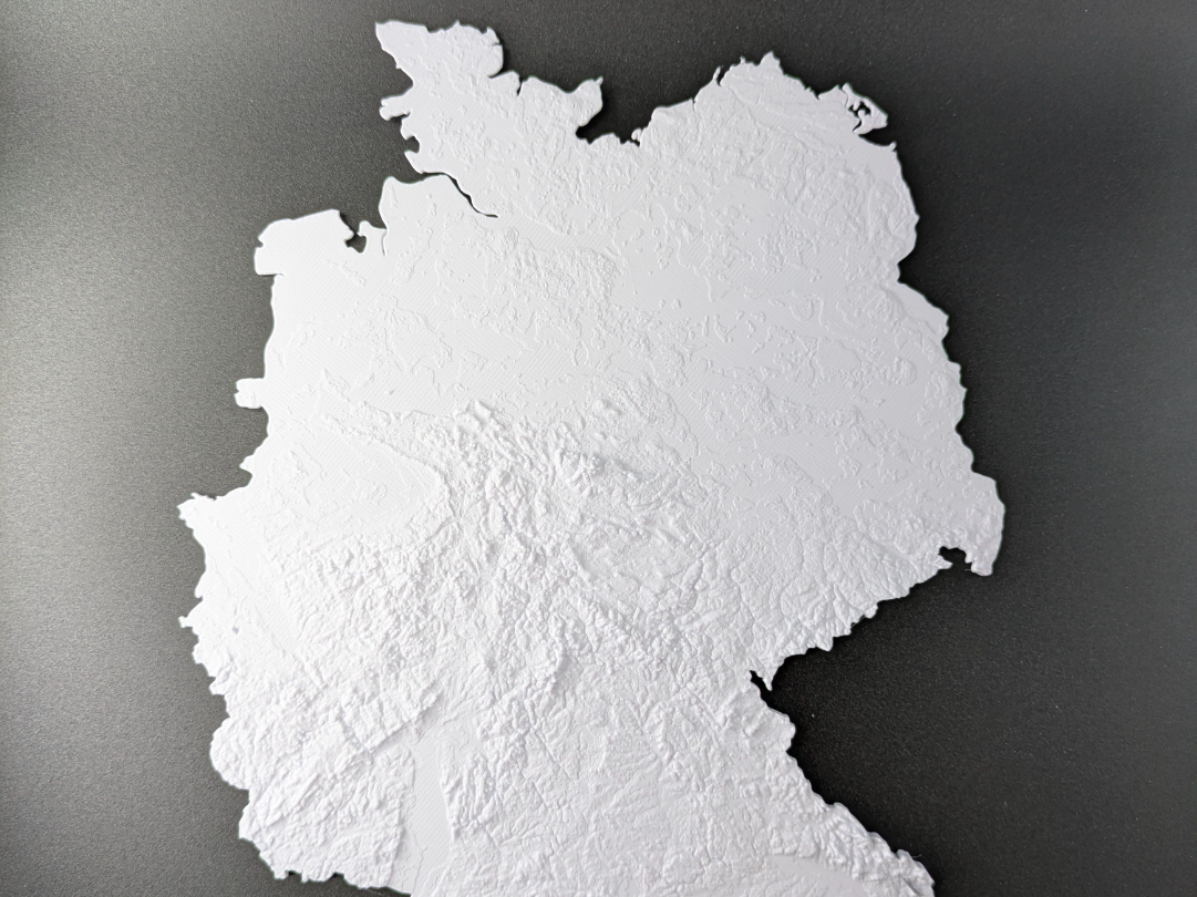 3D Relief Map of Germany without islands. 