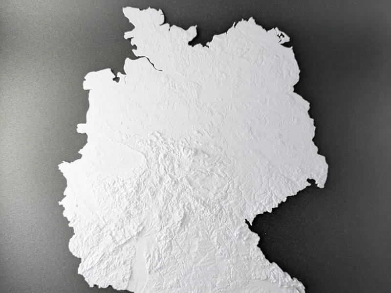 3D Relief Map of Germany without islands. 