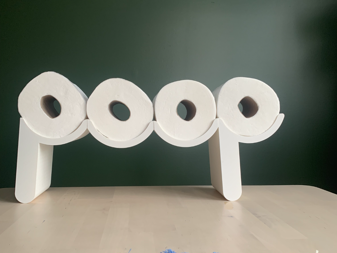 "Poop" toilet paper holder