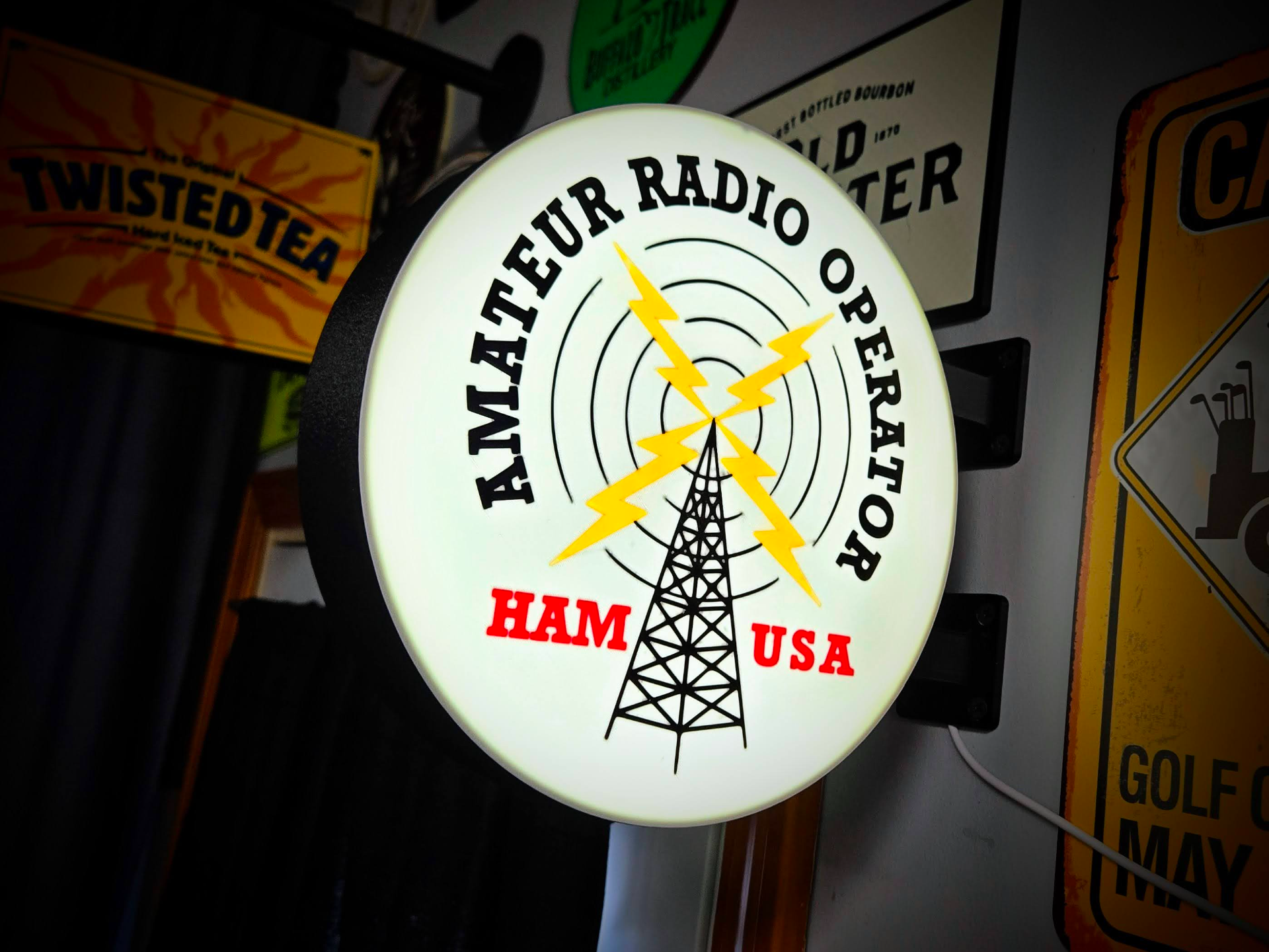 Amateur Radio Operator  USA ~2Sided Round Lightbox