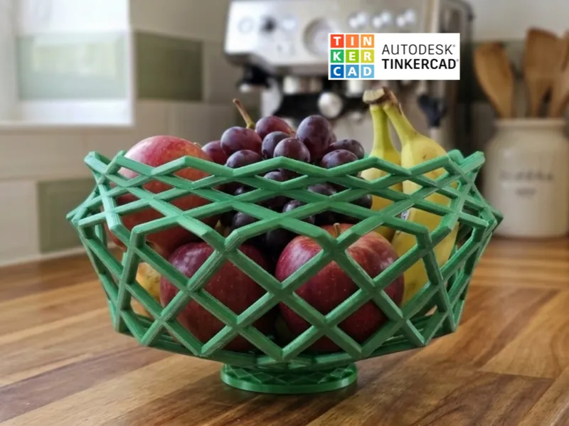 Modern Geometric Fruit Bowl | Lightweight 3D Print