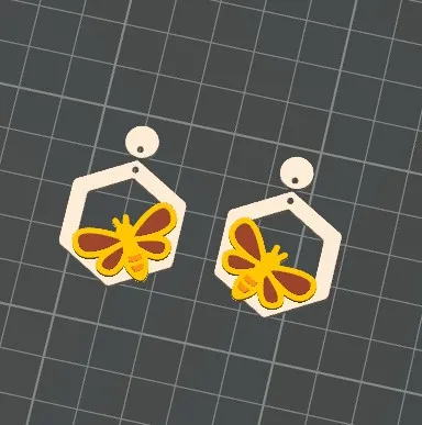 Bee Hexagon Dangle Earrings view 4
