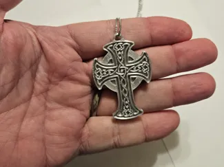 Celtic curved cross pendant
