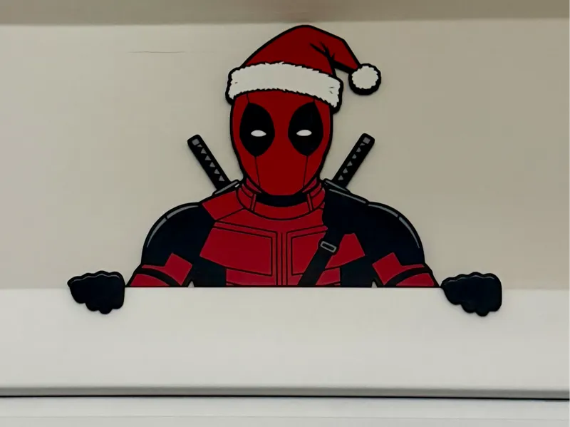 Deadpool Christmas Santa Claus Peek Door