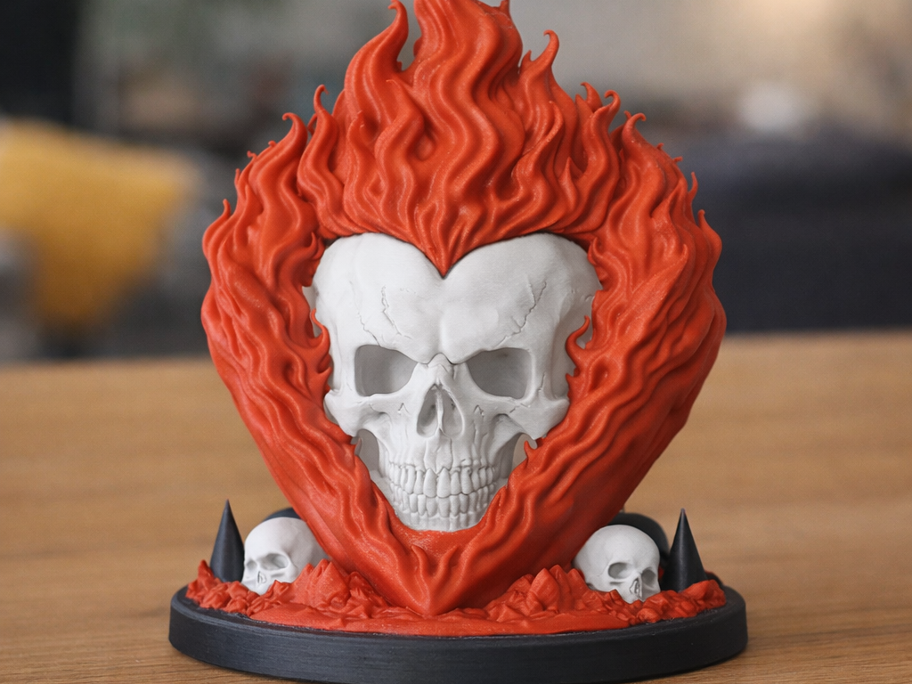 Flaming Skull Heart – Table Decor