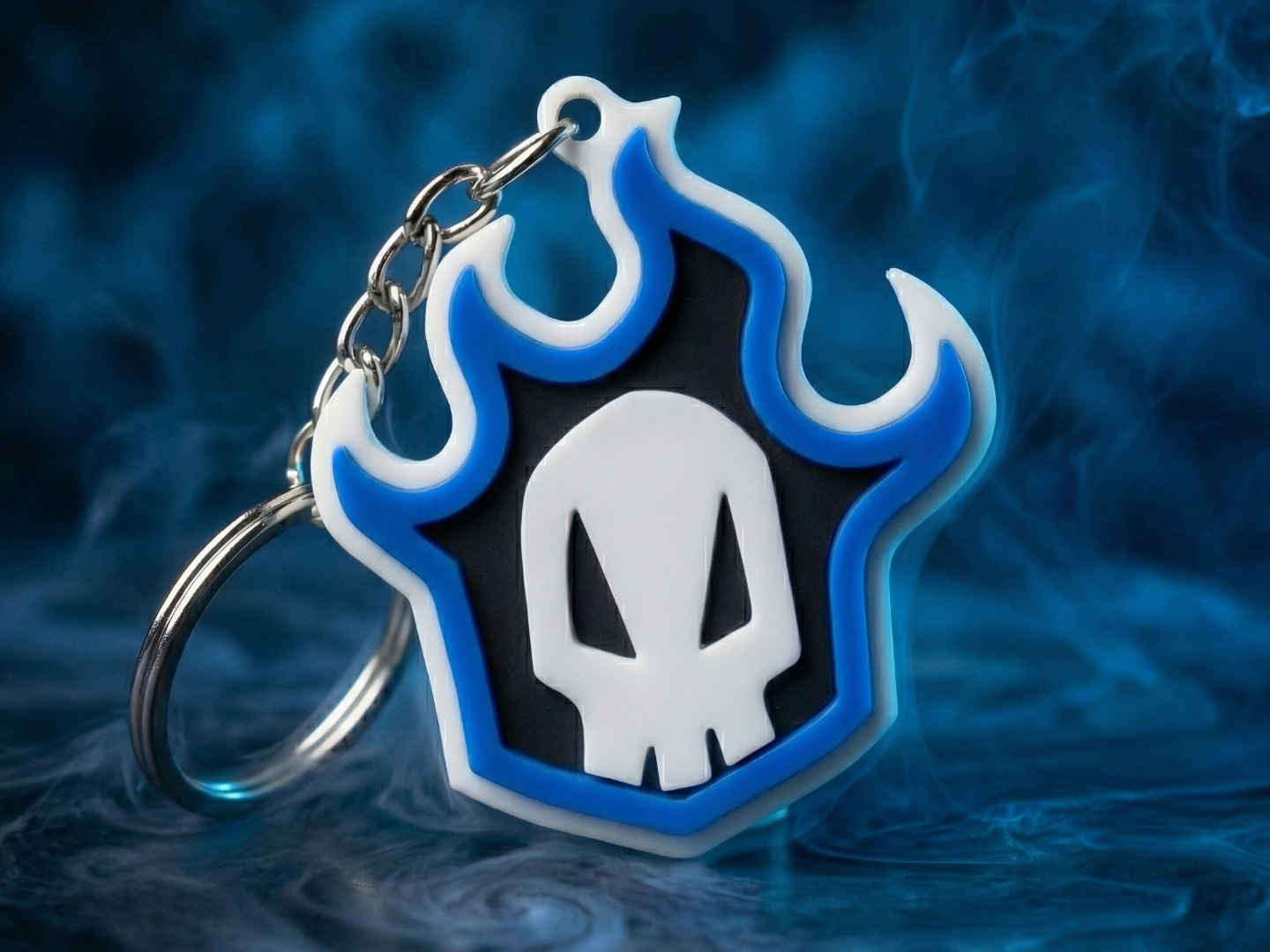 Blue Flame Skull Keychain - Bleach Anime