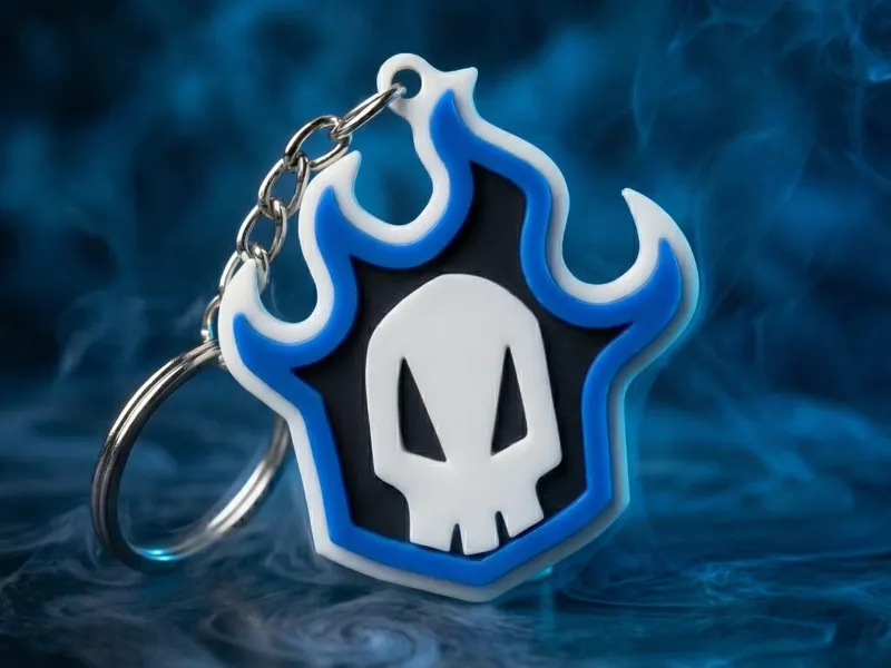 Blue Flame Skull Keychain - Bleach Anime