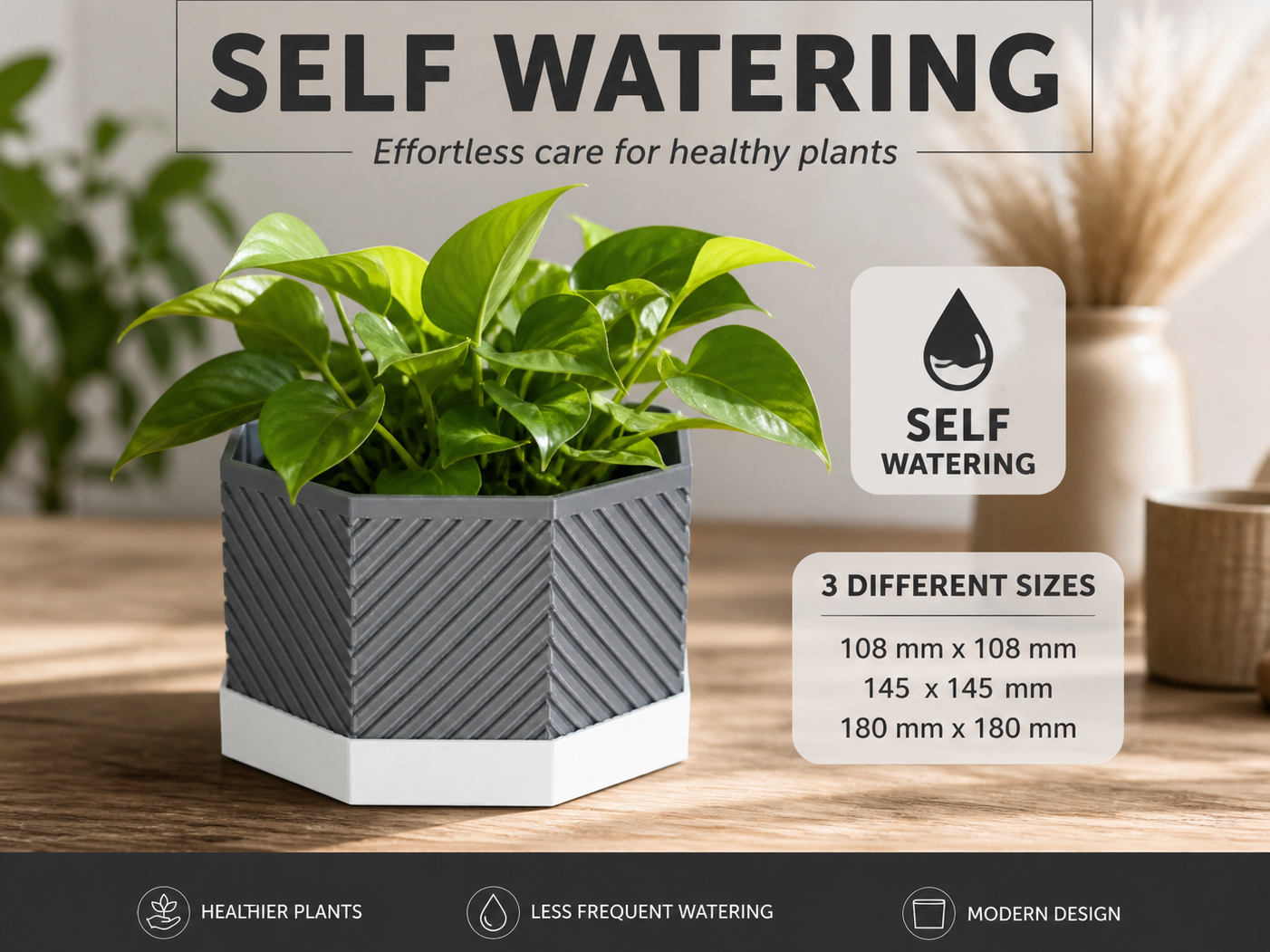 Modern Self-Watering Geometric Planter Pot
