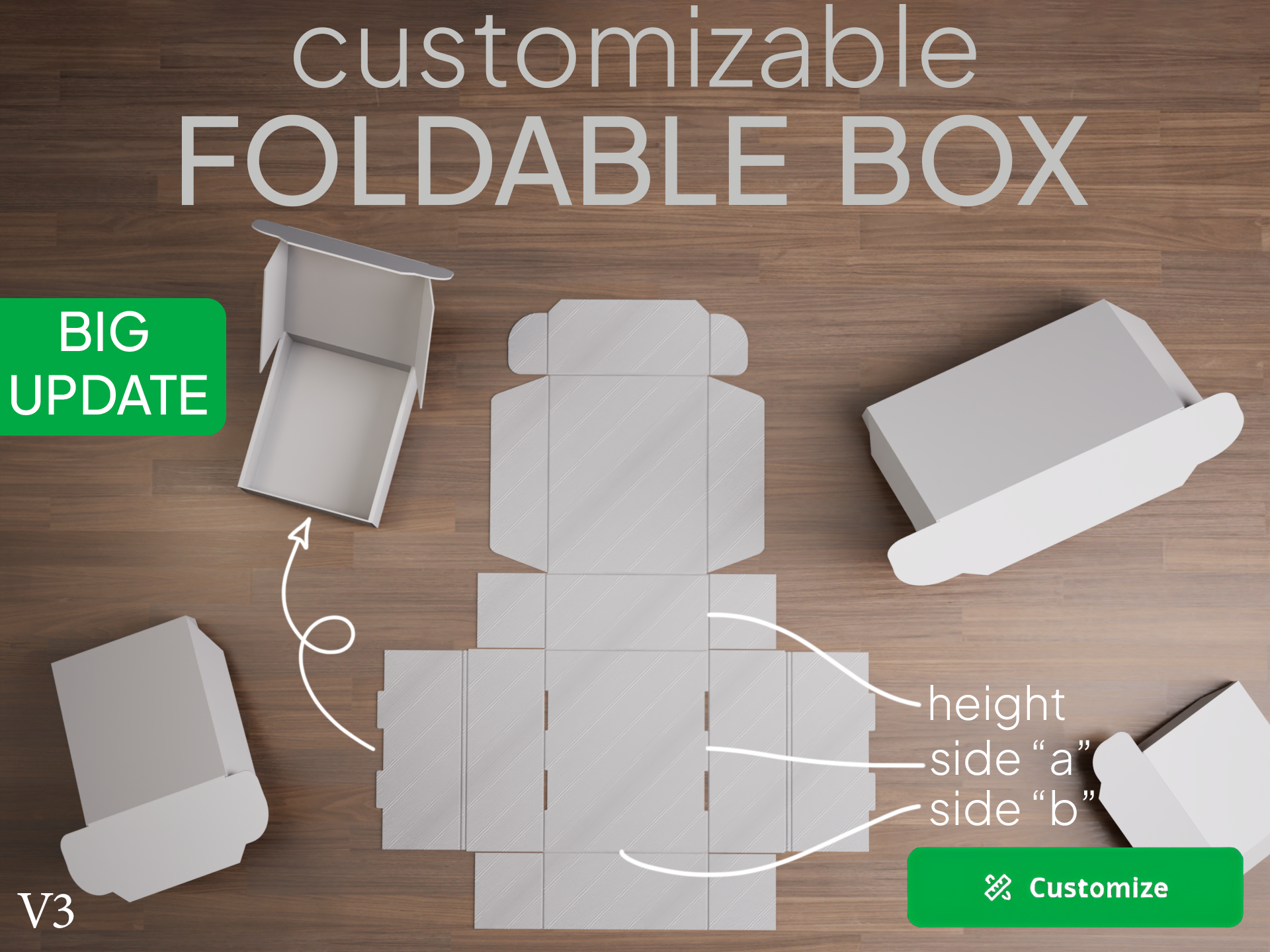 Miniatura 1 do modelo 3D Customizable foldable box 