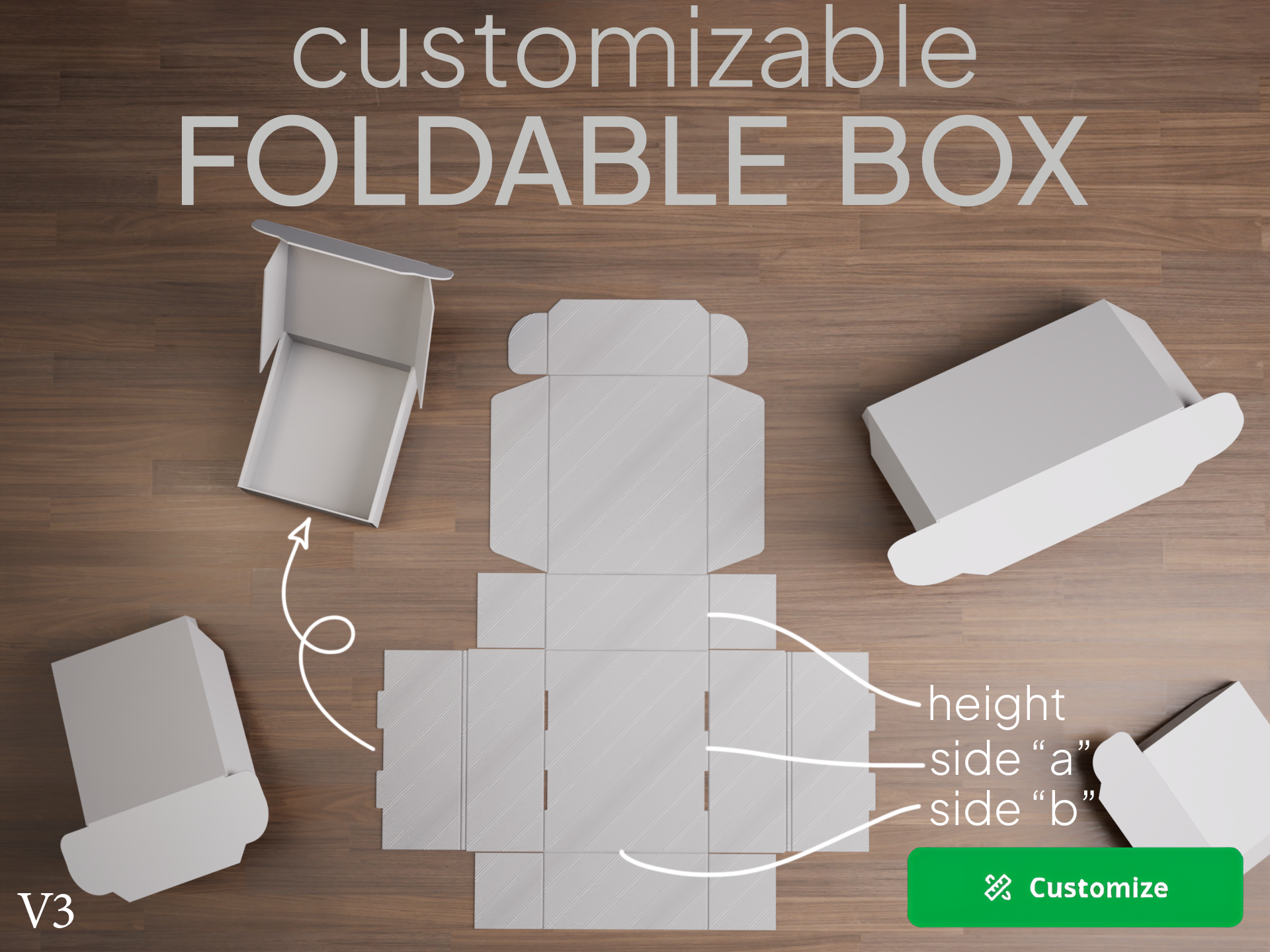 Customizable foldable box 