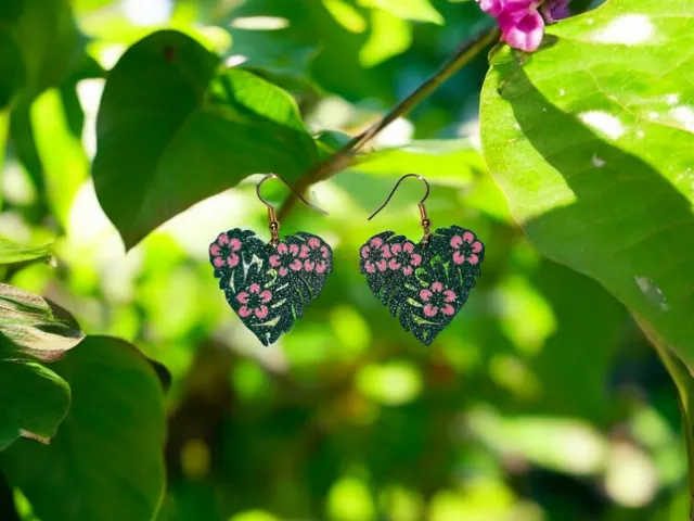 Tropical heart earrings