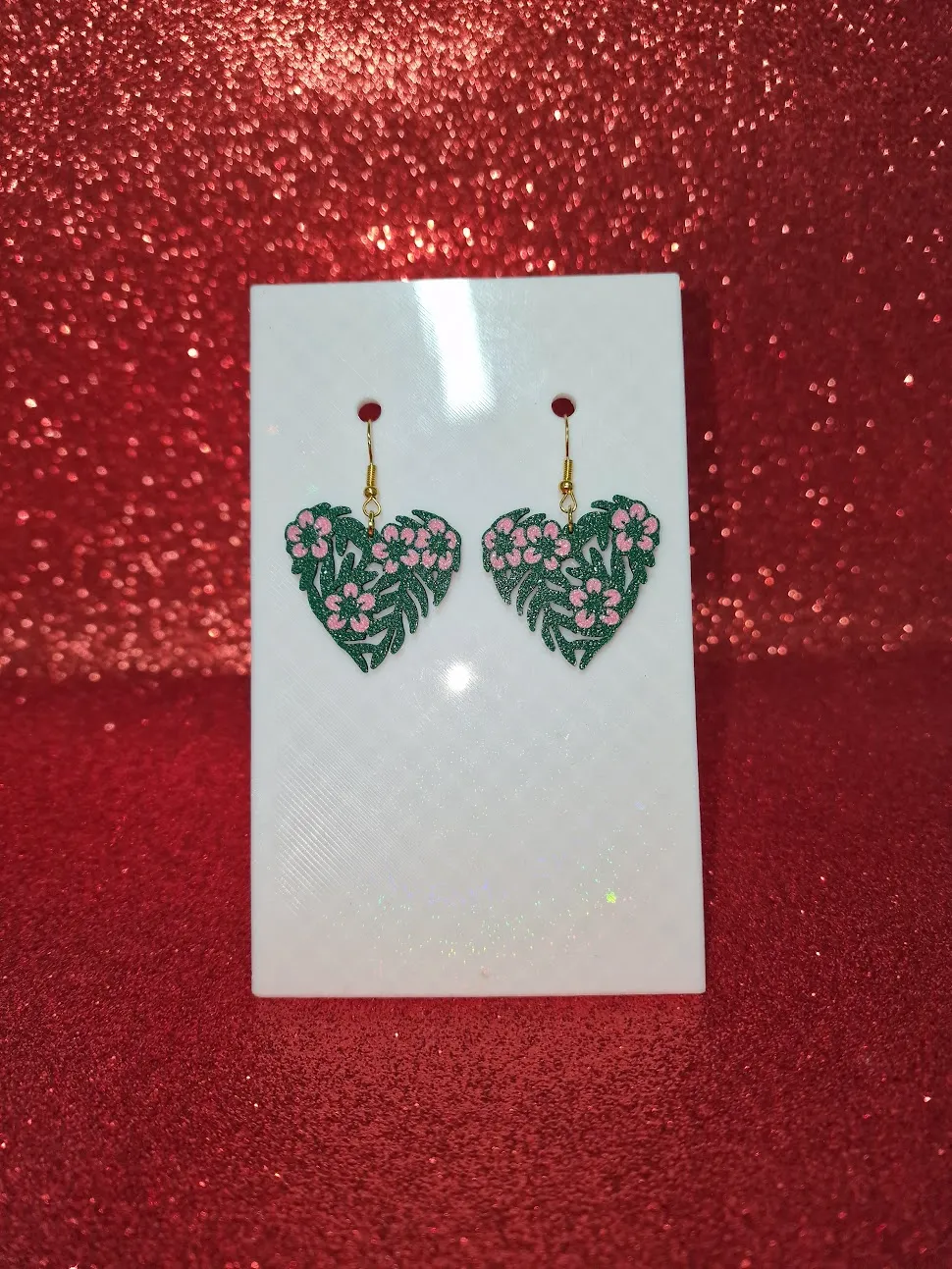 Tropical heart earrings view 2