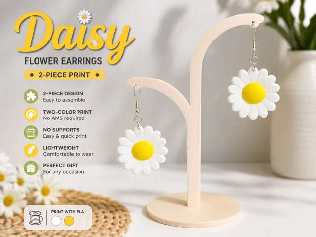 Daisy Flower Earrings | 2-Piece Print