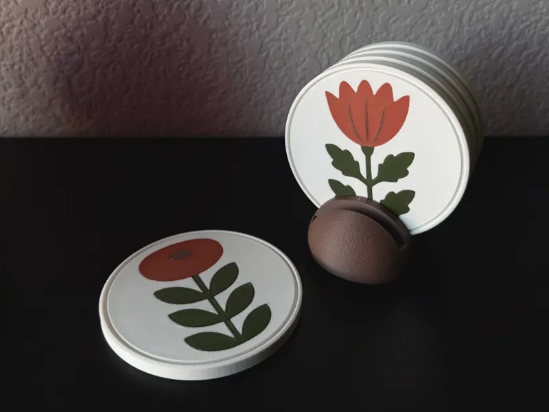 Scandi Style Folk Floral Coaster set.