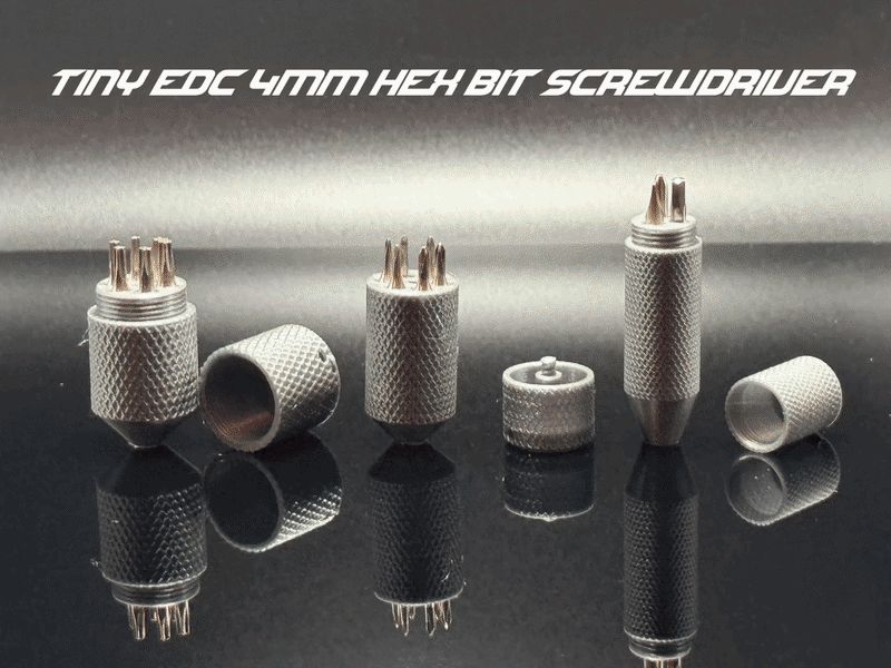 Tiny pocket EDC 4mm hex bit screwdriver keychain
