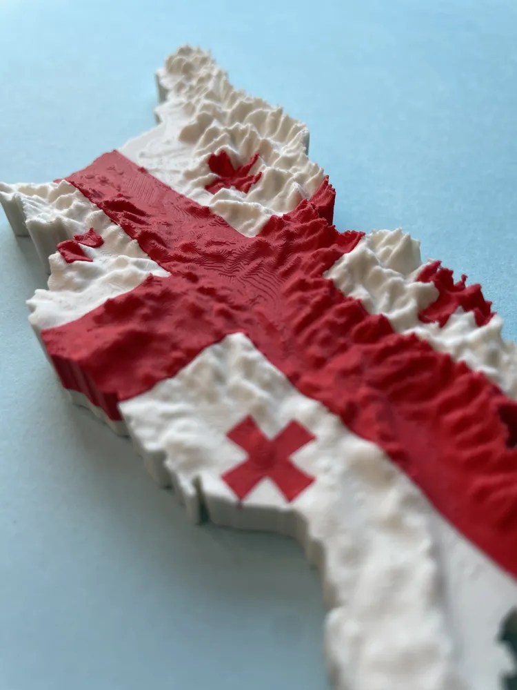Topiography Georgia topography flag model Sakartvelo - Free 3D Print Model - MakerWorld