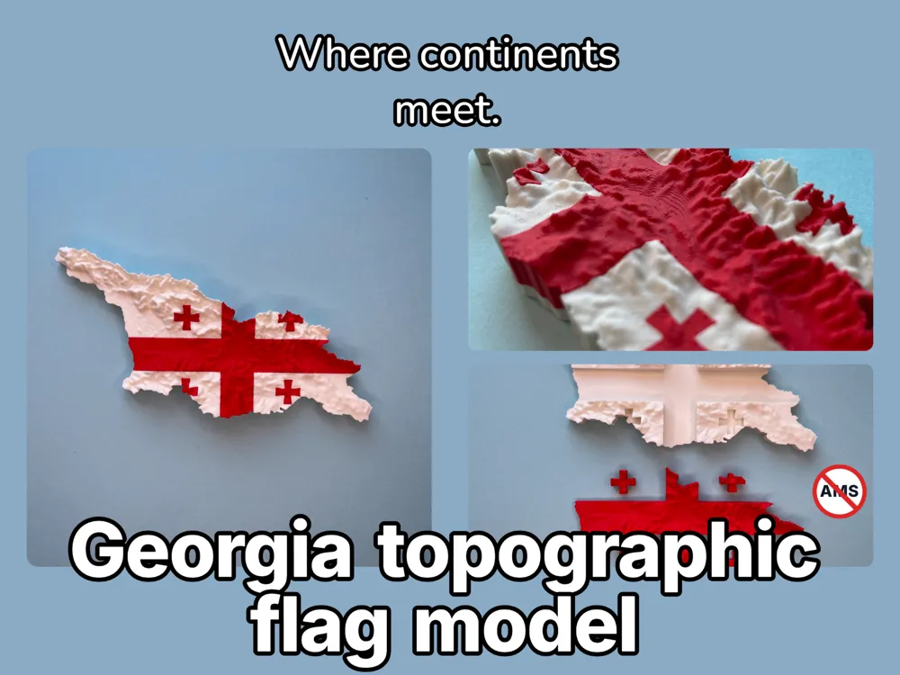 Topiography Georgia topography flag model Sakartvelo - Free 3D Print Model - MakerWorld