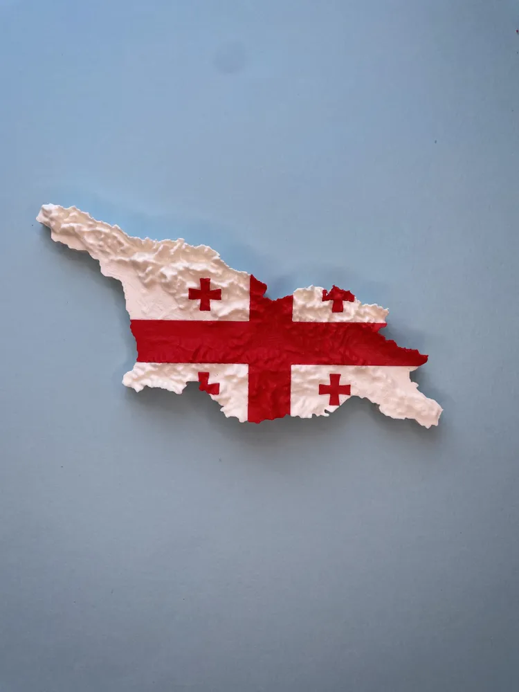 Topiography Georgia topography flag model Sakartvelo - Free 3D Print Model - MakerWorld