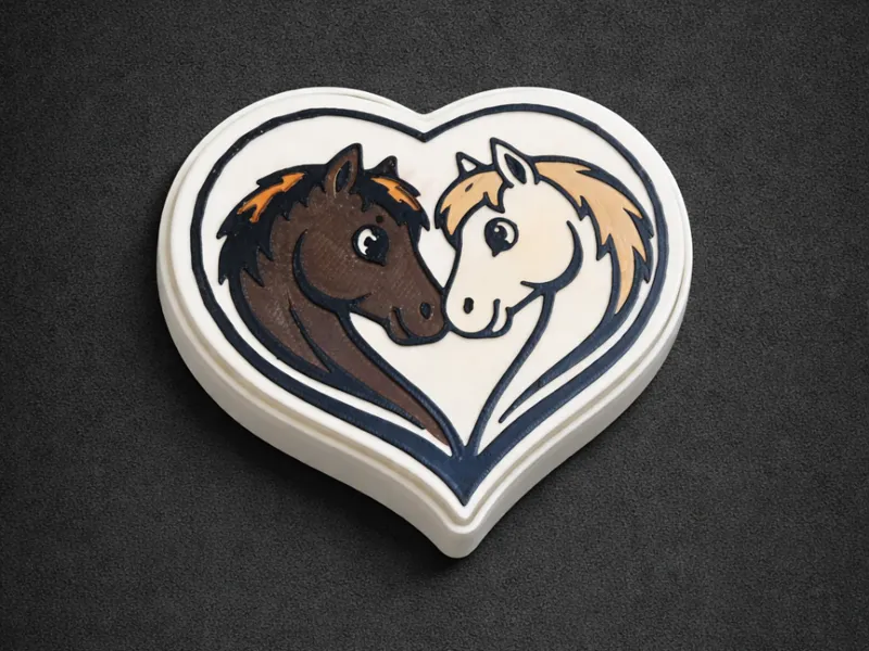 Two horses make a heart clicker