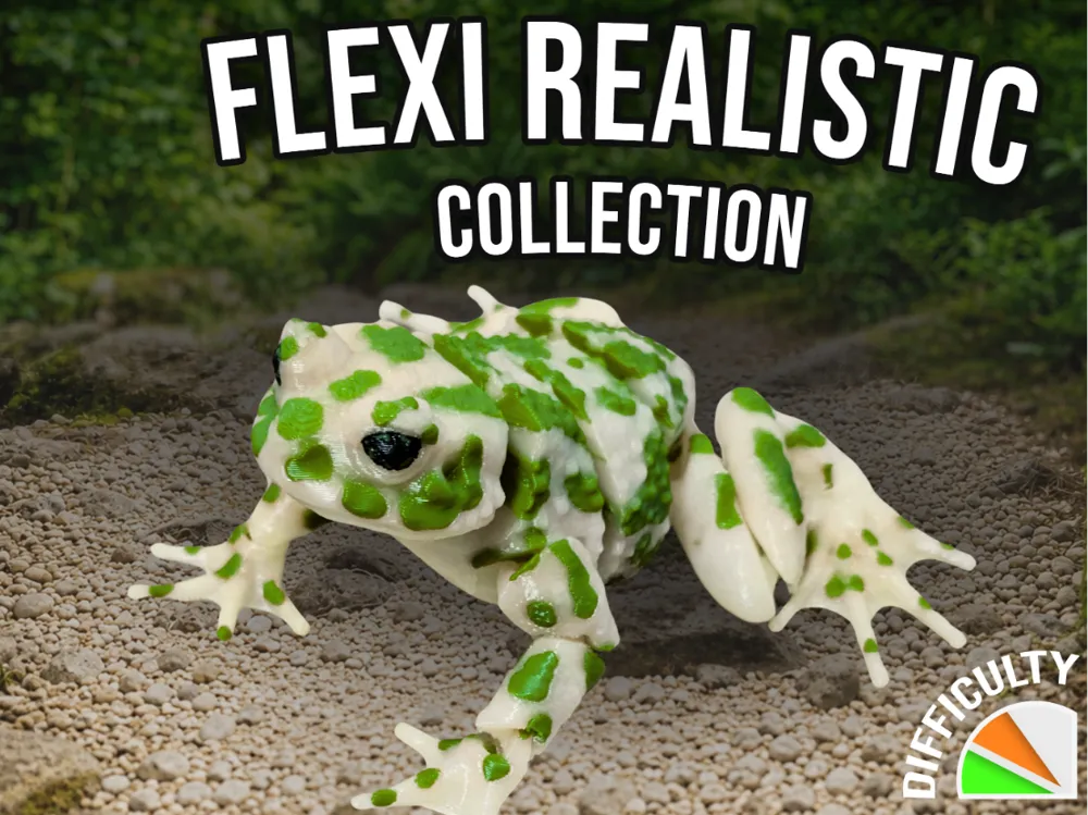 Letrero o emblema decorativo: Realistic Flexi Green Toad. Referencia del modelo original.
