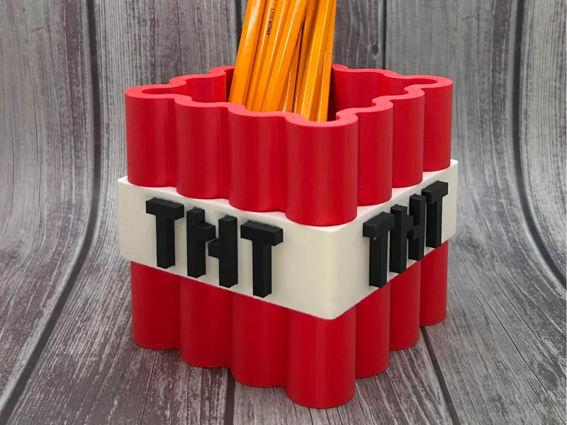 Minecraft Inspired TNT Pen/Pencil Holder