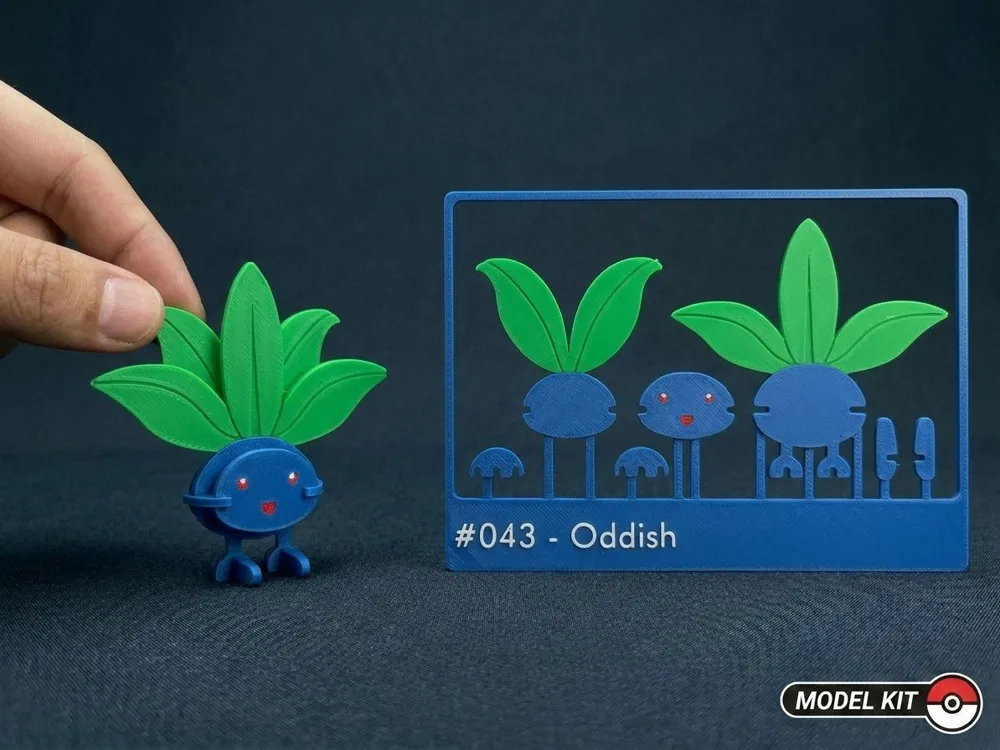 Pokemon #043 - Oddish kit card - Free 3D Print Model - MakerWorld