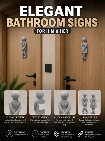 Letrero o emblema decorativo: Elegant Bathroom Signs – Mecha Chameleon - Him&Her — vista de referencia 2