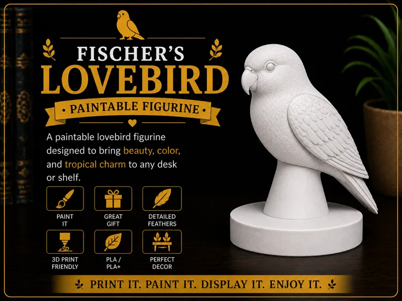 Paintable Fischer's Lovebird Figurine – Desk Decor