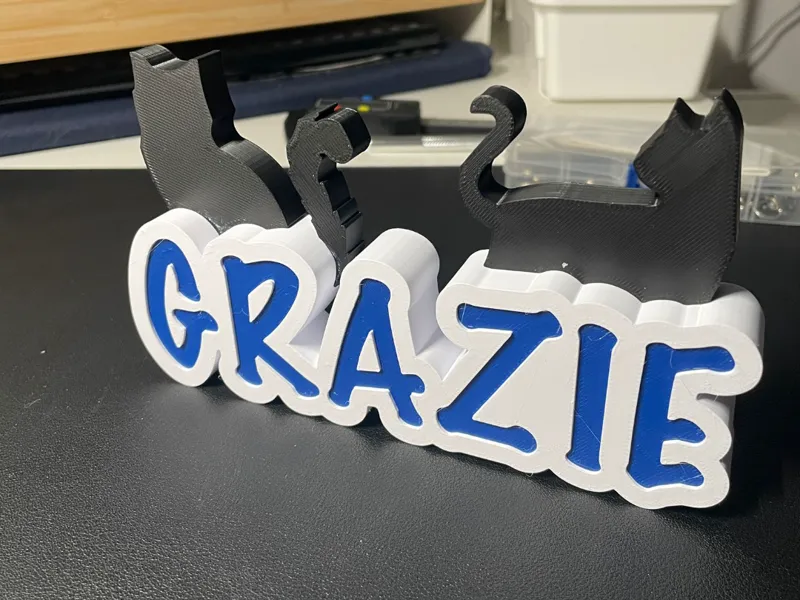 Insegna "GRAZIE" con gatti (no AMS)