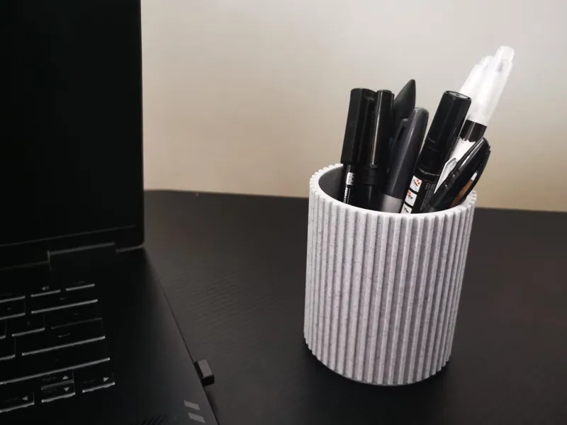 Ribbed Minimalist Pen Holder Desk Organizer Cup