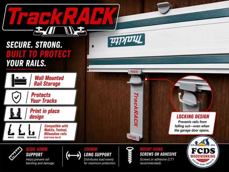 Track saw guide/rail wall mounts