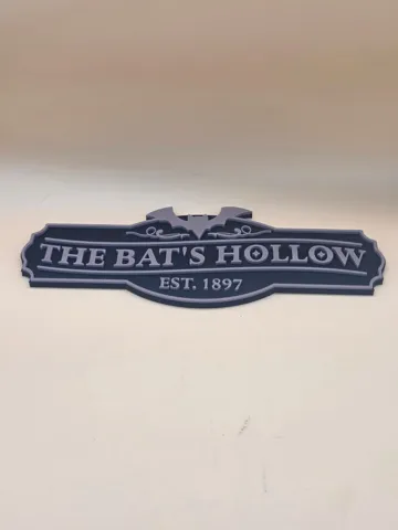 Modelo para impresión 3D: The Bat’s Hollow – Gothic Halloween Schild — vista de referencia 3