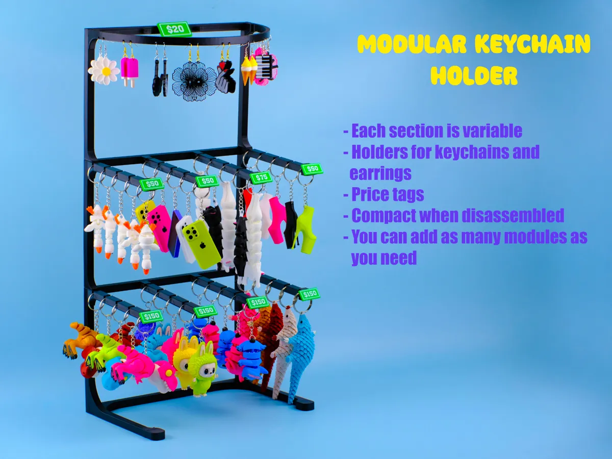 Modular stand for keychains and earrings - Free 3D Print Model - MakerWorld