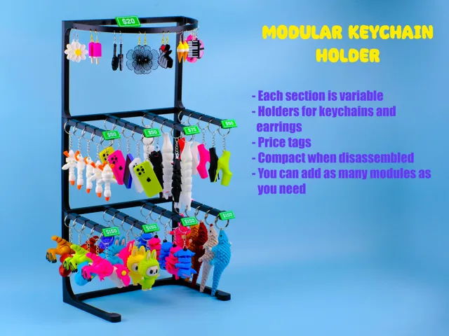 Modular stand for keychains and earrings