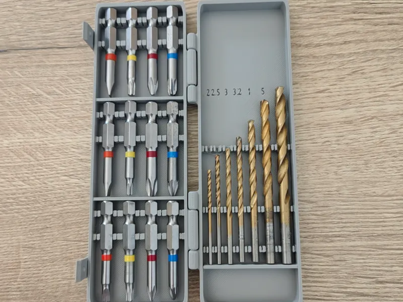 Box for screwdriver bits and spirals