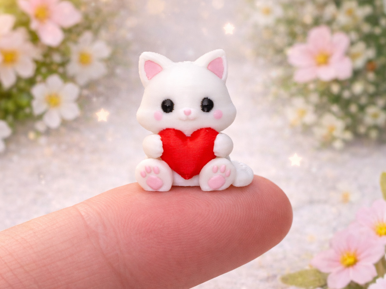 miniature kitten holding valentine cat heart cute