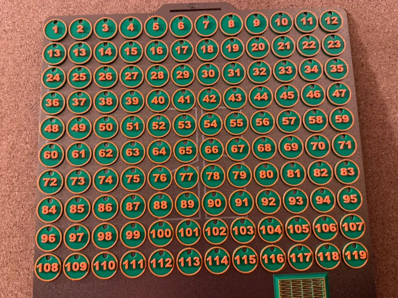Tokens with numbers 1 - 120