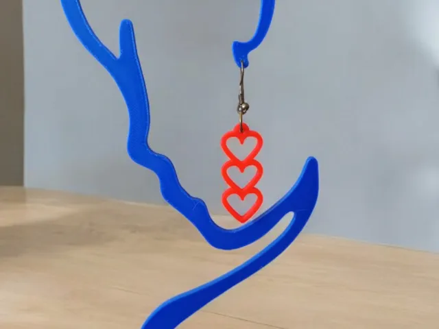 Triple Heart Drop Earrings