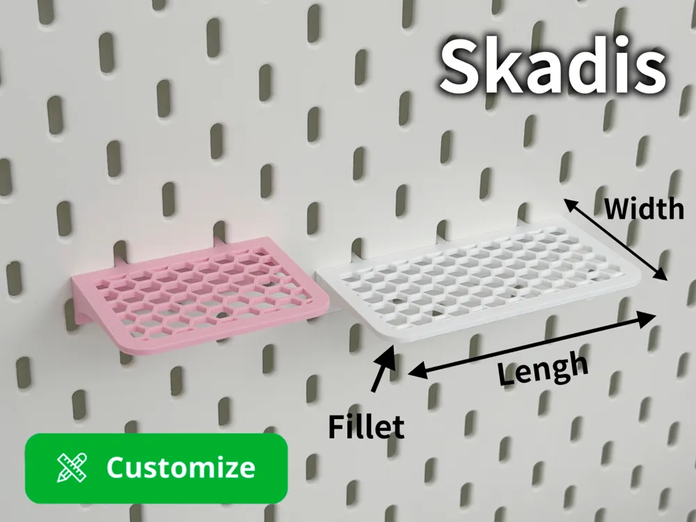 Modelo para impresión 3D: Skadis镂空托盘（可定制尺寸）. Referencia del modelo original.