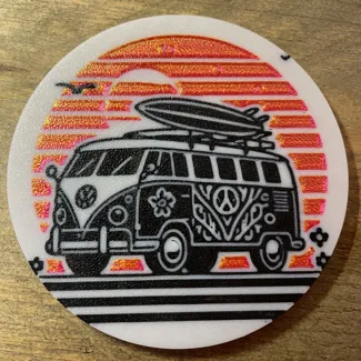 Hippie campervan Volkswagen Coaster double sided