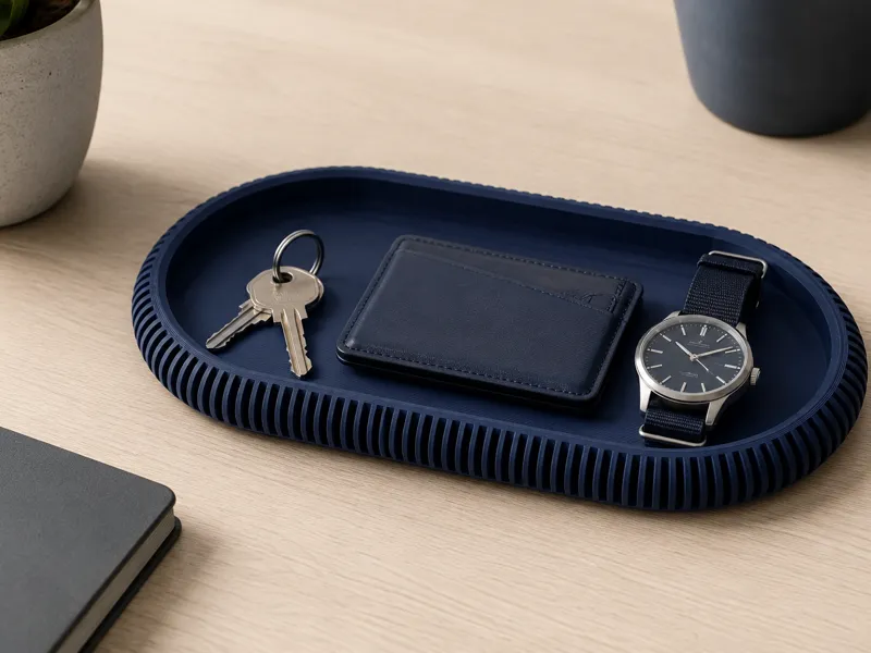Modern Ribbed Fancy Catchall Tray