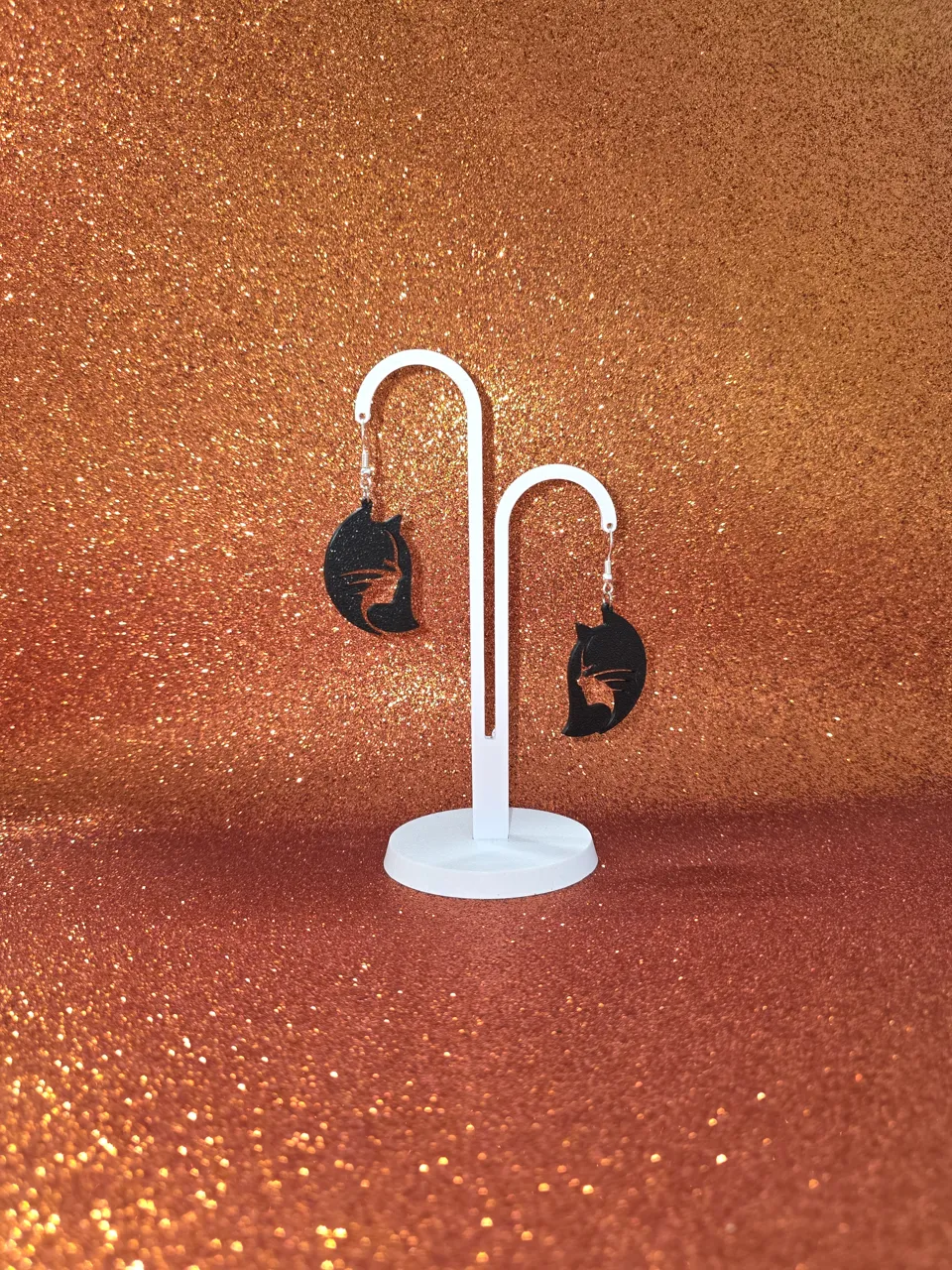 Cat woman earrings view 3
