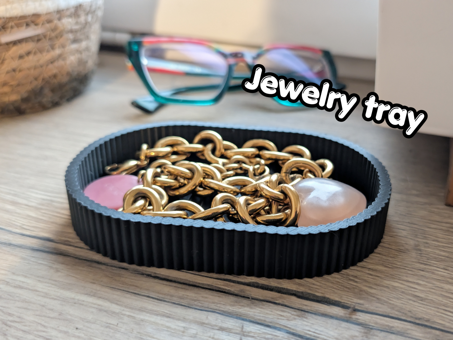 Elegant Ribbed Jewelry Tray / Catchall Dish