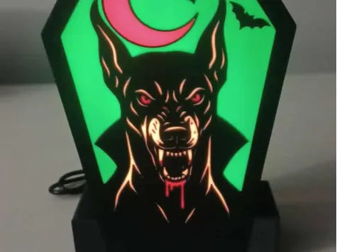 Vamp Doberman Coffin Lightbox